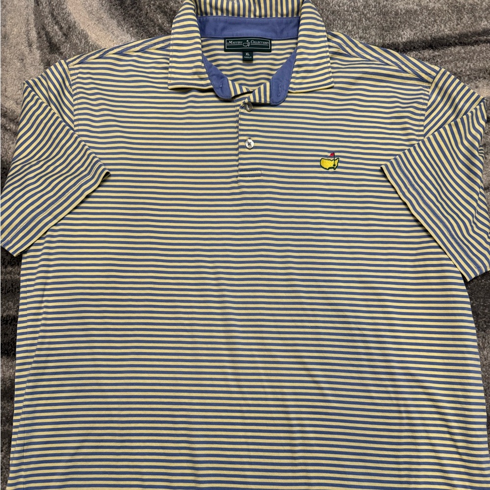 Vintage Blue and Yellow Striped Masters Polo, Men’s Sz XL
